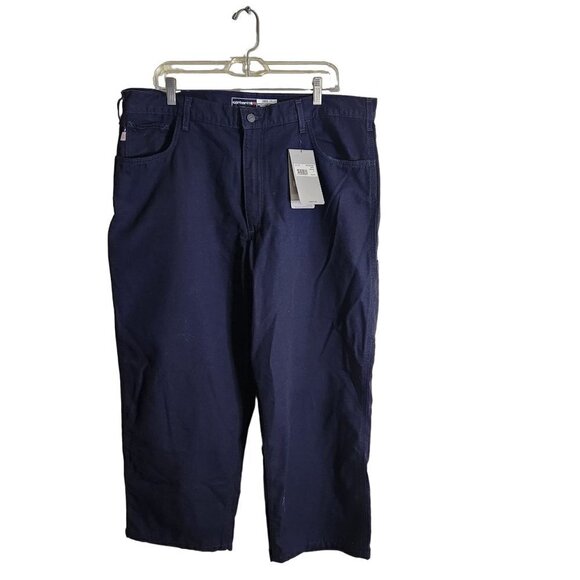 Carhartt NWT Flame Resistant Loose Fit Canvas Workwear Navy Pants Size 40x30 - Picture 2 of 16